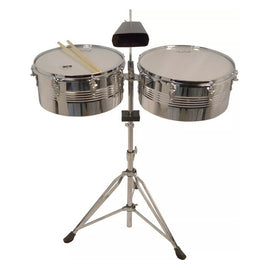 TIMBAL 14" y 16" CROMADO CON ATRIL  JENDRIX   STB-1415 - herguimusical