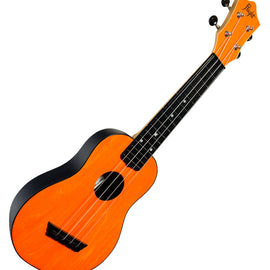 UKELELE SOPRANO FLIGHT TRAVEL, 12 TRASTES, TAPA DE LINDEN, AROS Y FONDO DE PLÁSTICO ABS. PUENTE DE PLÁSTICO ABS, TERMINADO EN COLOR NARANJA  FLIGHT   TUS35-BLK - herguimusical