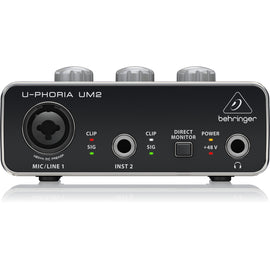 INTERFACE BEHRINGER DE AUDIO USB U-PHORIA 2X2 (2 ENTRADAS Y 2 SALIDAS CON LATENCIA ULTRA BAJA) CON PREAMPLIFICADOR DE MICRÓFONO XENYX DE ÚLTIMA GENERACIÓN PARA MICRÓFONOS E INSTRUMENTOS    UM-2 - Hergui Musical
