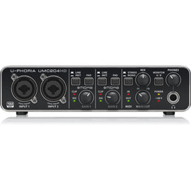 INTERFACE BEHRINGER DE AUDIO USB U-PHORIA, 2X4, 24-BIT/192 KHZ, USB AUDIO/MIDI, 2 PREAMPLIFICADORES MIDAS CON ALIMENTACIÓN PHANTOM +48V   UMC-204HD - Hergui Musical
