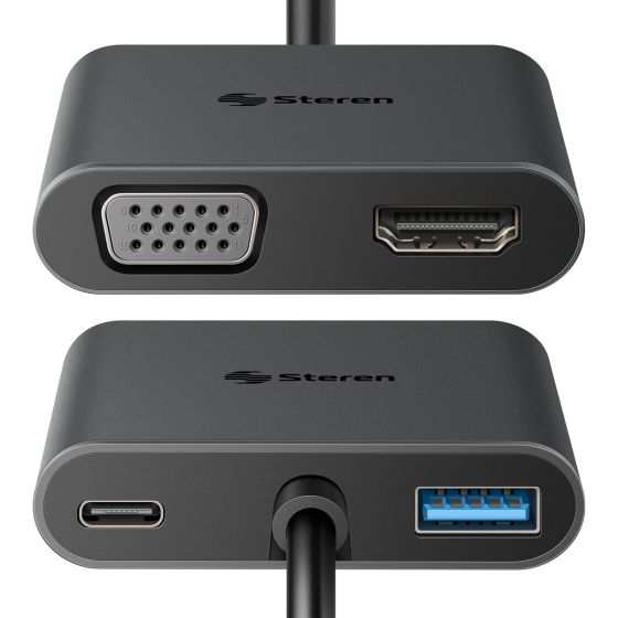 Adaptador USB C a HDMI / VGA / USB 3.0 / USB C STEREN USB-5265