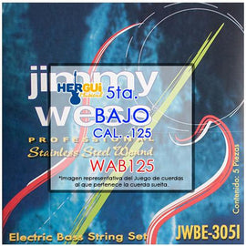CUERDA 5ta. CAL .125 PARA BAJO ELECTRICO  JIMMY WESS  WAB125 - herguimusical