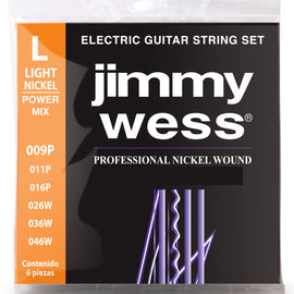 JGO DE CUERDAS ELECTRICA POWER MIX .009 JIMMY WESS JWGE-1009NH - Hergui Musical
