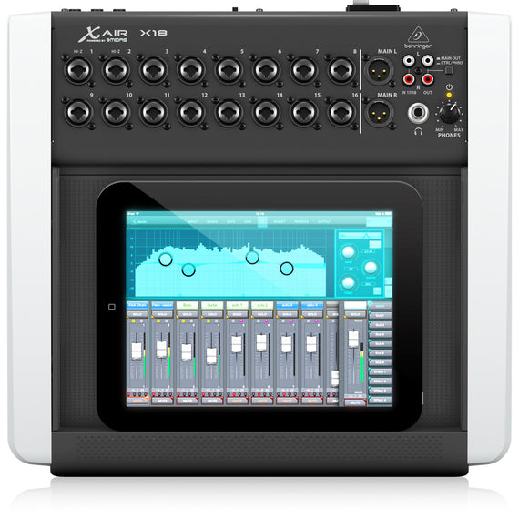 MEZCLADORA BEHRINGER DIGITAL DE 18 CANALES Y 12 BUSES PARA TABLETS ANDROID/IPAD CON 16 PREAMPS MIDAS PROGRAMABLES, IDEAL PARA APLICACIONES EN VIVO Y EN ESTUDIO, ENRUTADOR WIFI TRI-MODO INTEGRADO  X18 - Hergui Musical