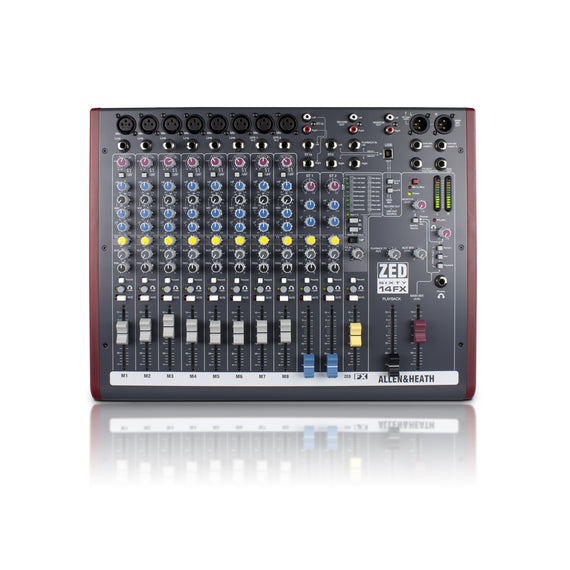MEZCLADORA Allen & Heath PASIVA 14 CANALES (8 DIRECTOS, 6 COMPARTIDOS) CON INTERFASE USB Y EFECTOS    ZED60-14FX - herguimusical