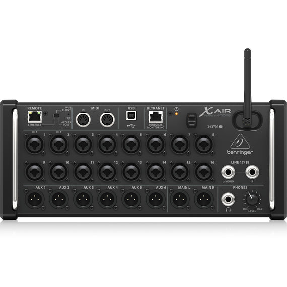 MEZCLADORA BEHRINGER DIGITAL DE RACK PARA TABLETS IPAD/ANDROID DE 16 ENTRADAS CON 8 PREAMPS MIDAS, 8 ENTRADAS DE LÍNEA, IDEAL PARA APLICACIONES EN VIVO, ENRUTADOR WIFI INTEGRADO   XR18 - Hergui Musical